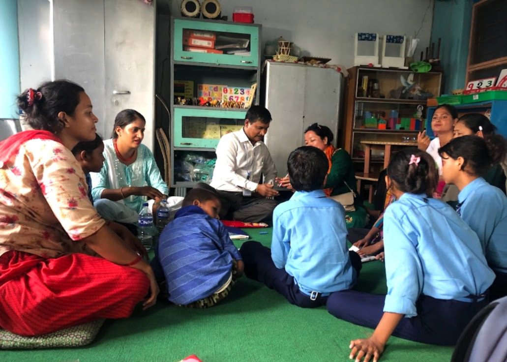 Padam Mahar attending an inclusive education workshop with blind and visually impaired children and their teachers.