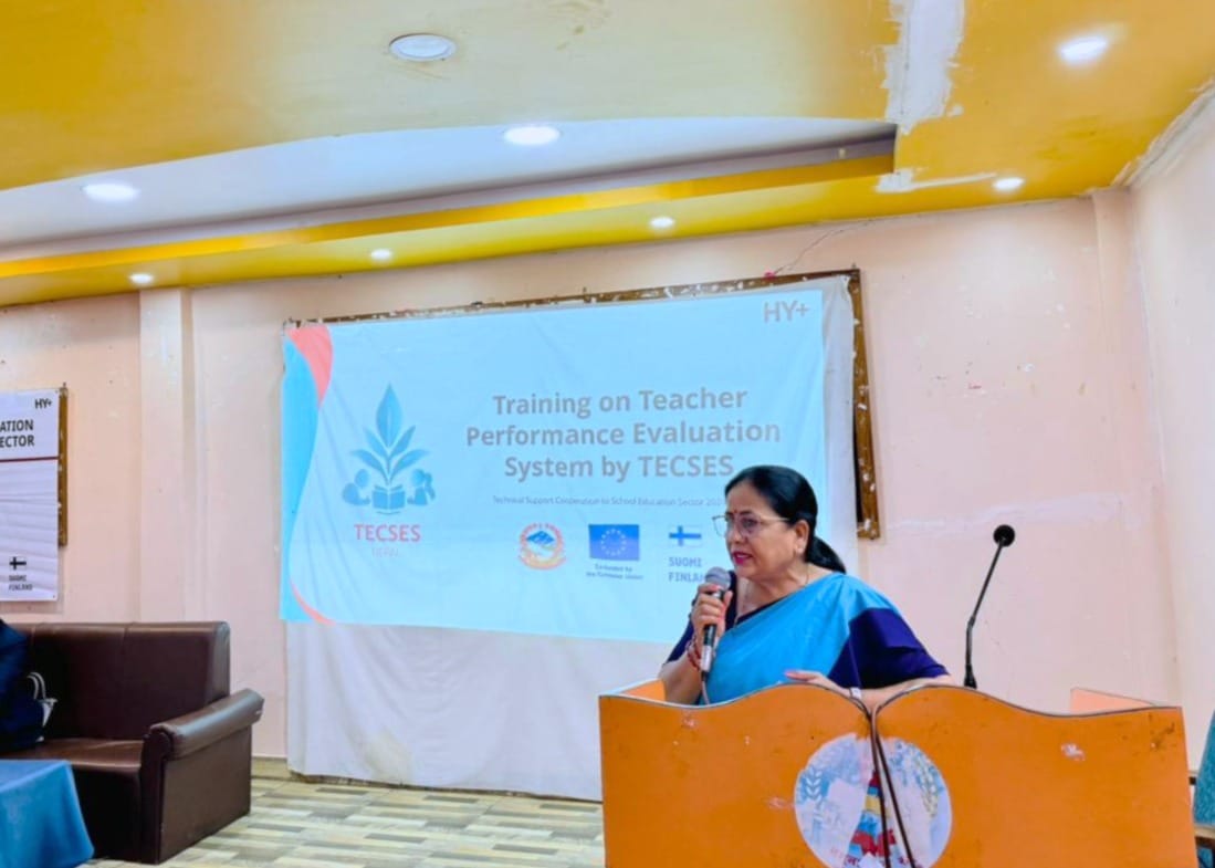 Government officer from Karnali giving a speech at the training.