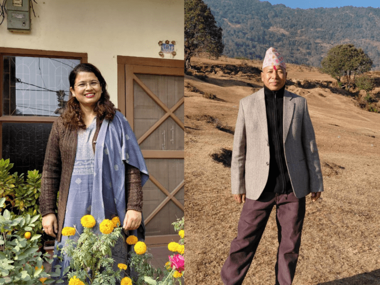 Mandira Neupane and Ram Das Chaudhary posing for a picture